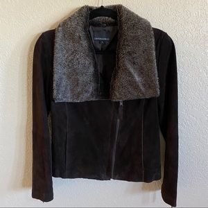 Leather fur jacket